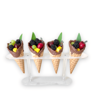 Chocolate Dipped Waffle Cones Stuffed with Fruit
